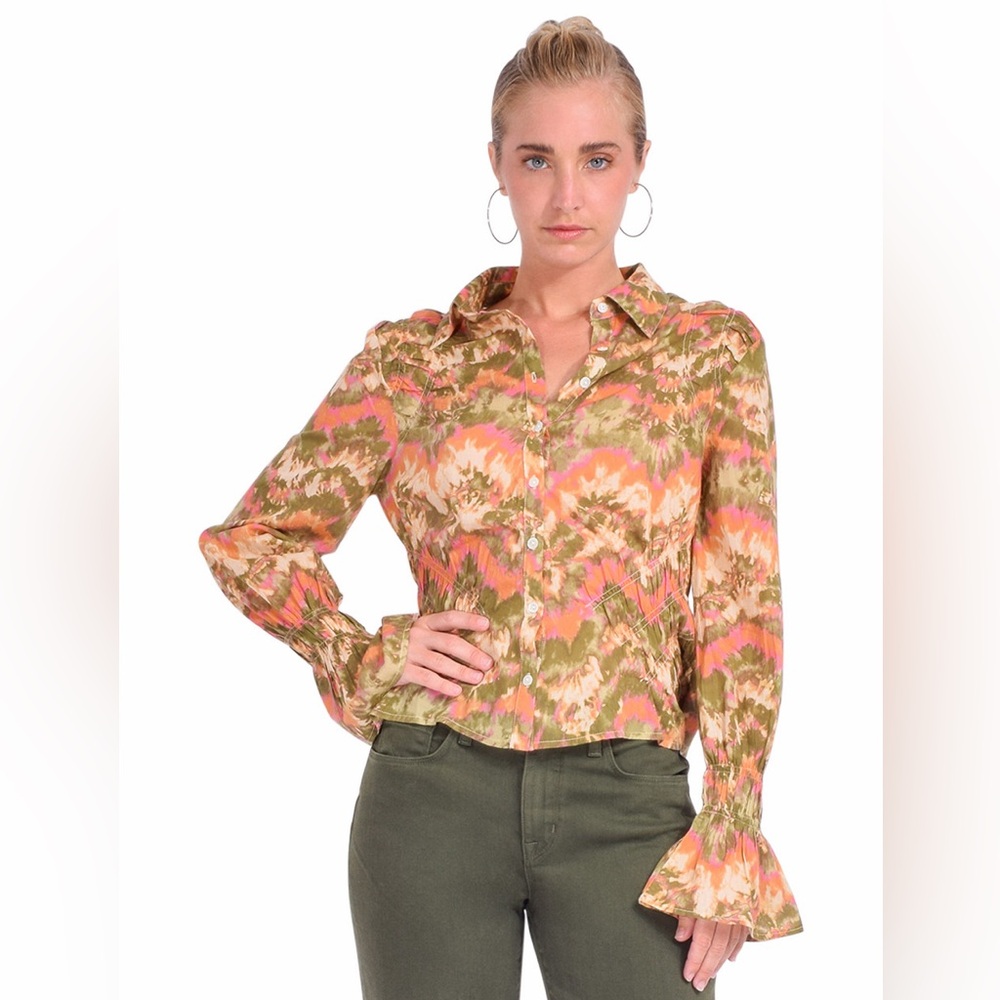 Love the Label Sonia Blouse Top small Karishma Boho Retro Feminine Tie Dye Artsy